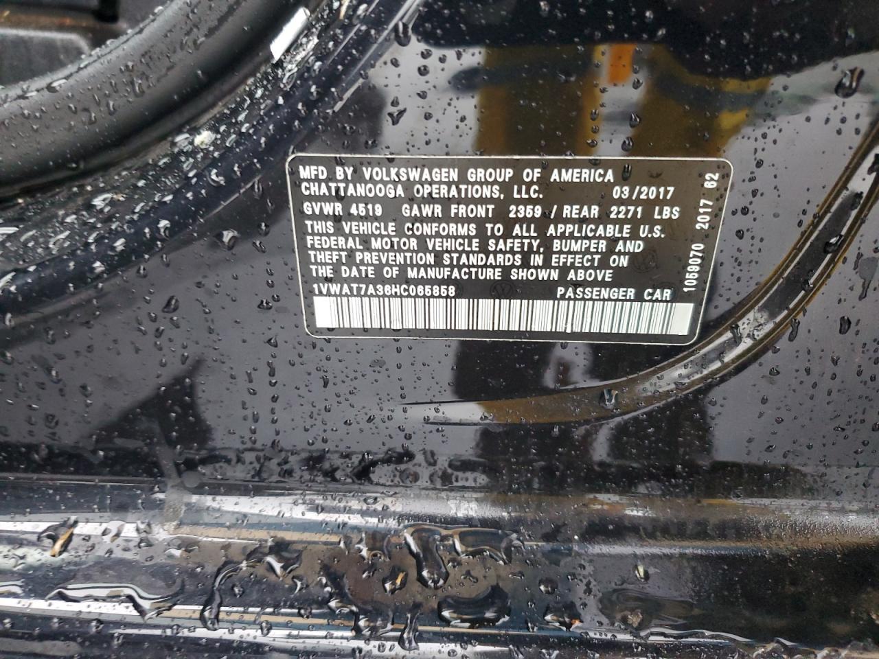 1vwat7a36hc065858 1VWAT7A36HC065858 2017 Volkswagen Passat S