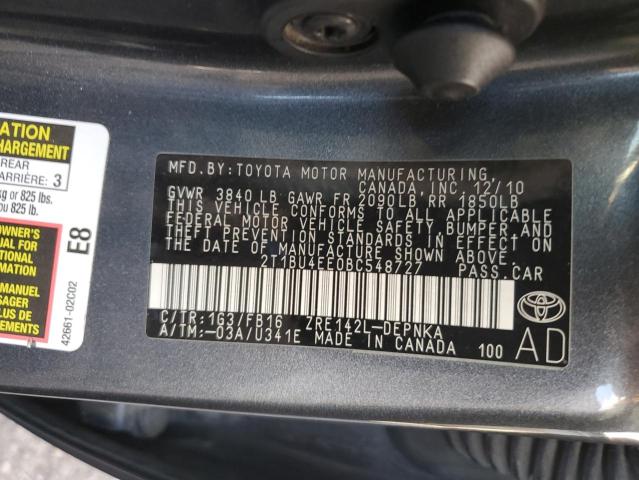 Image 12 of 2011 Toyota Corolla salvage vehicle - Lot #40194884 at Copart