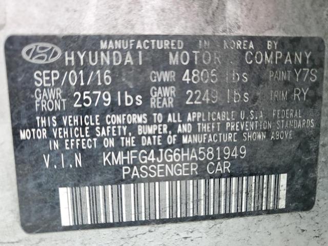2017 HYUNDAI AZERA KMHFG4JG6HA581949