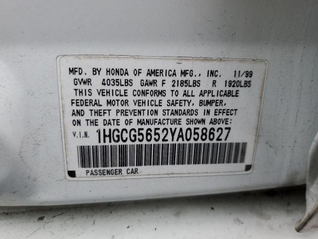 1HGCG5652YA058627 | 2000 Honda accord ex