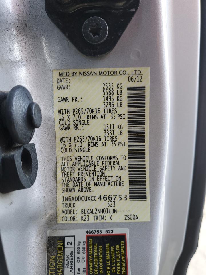 1N6AD0CUXCC466753 2012 Nissan Frontier Sv