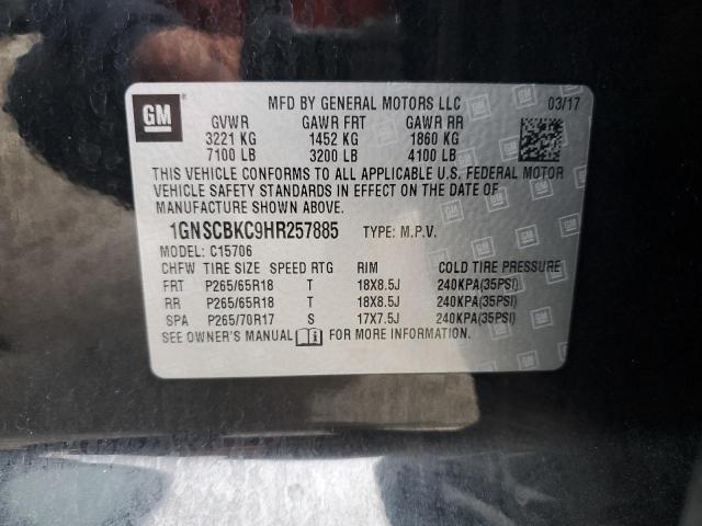 2017 CHEVROLET TAHOE 1GNSCBKC9HR257885