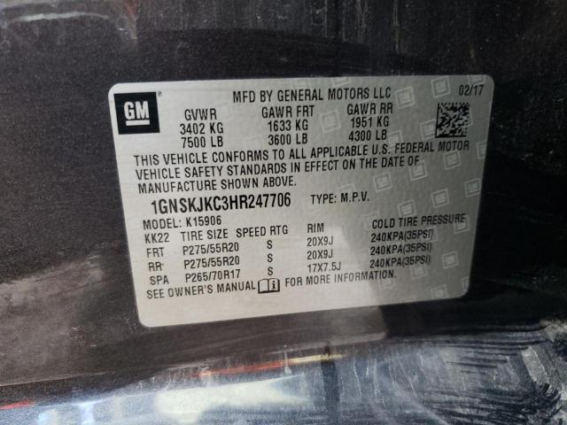 1GNSKJKC3HR247706 | 2017 CHEVROLET SUBURBAN K