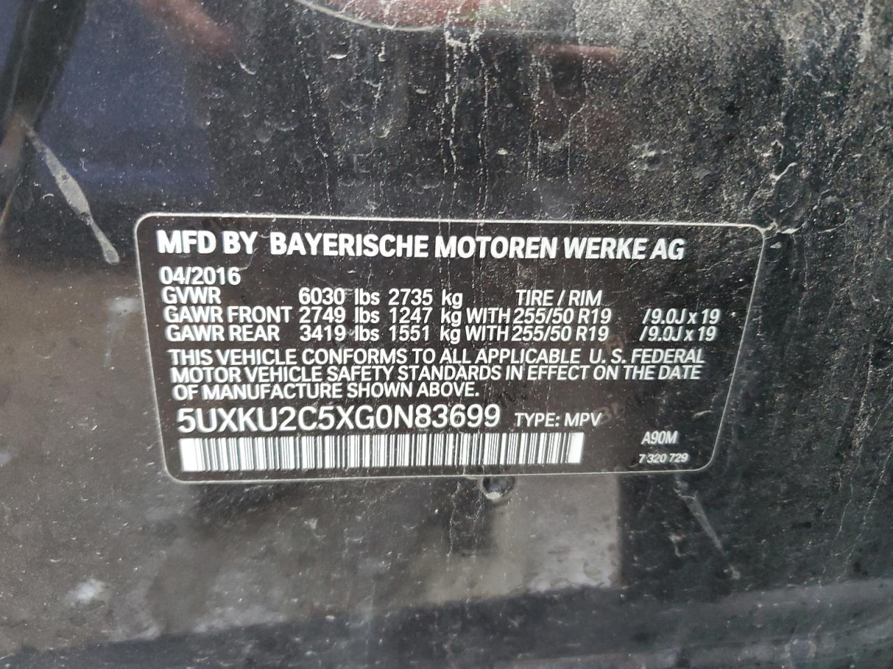 5uxku2c5xg0n83699 5UXKU2C5XG0N83699 2016 BMW X6 xDrive35I