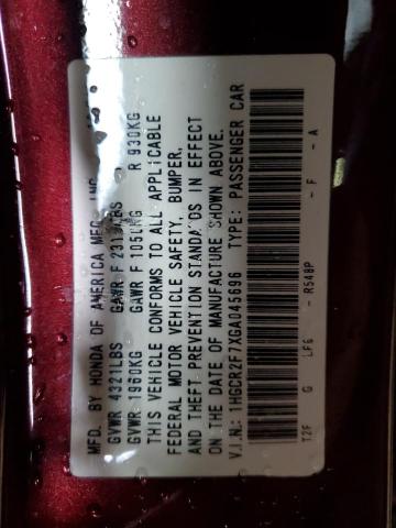 2016 HONDA ACCORD EX 1HGCR2F7XGA045696