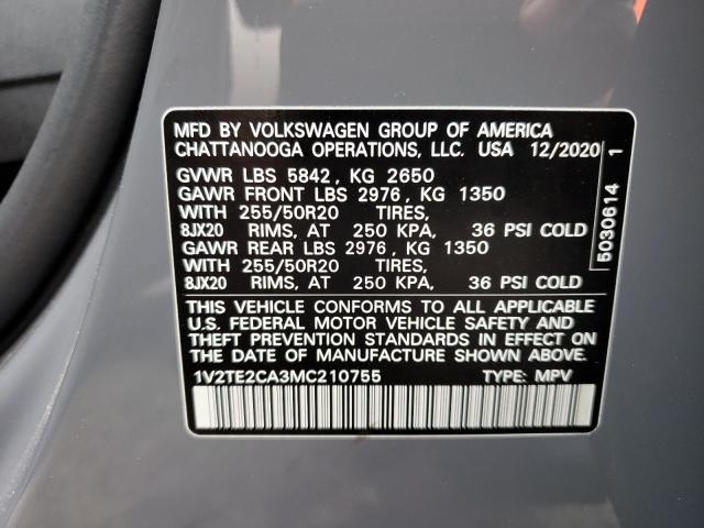 2021 Volkswagen Atlas Cross Sport Sel Premium VIN: 1V2TE2CA3MC210755 Lot: 40523234