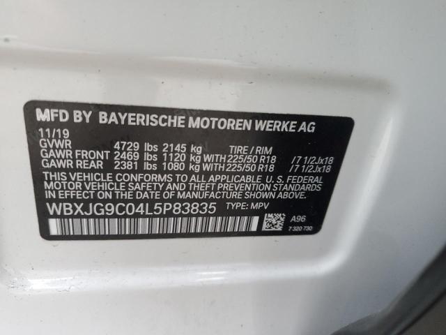 WBXJG9C04L5P83835 | 2020 BMW X1 XDRIVE2