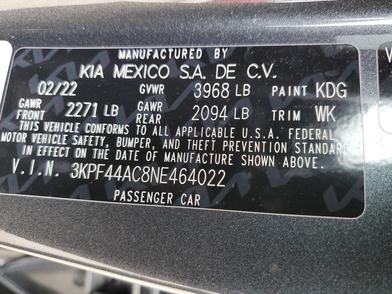 3kpf44ac8ne464022 3KPF44AC8NE464022 2022 Kia Forte Gt