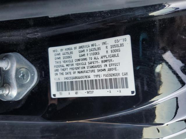 1HGCS2A8XAA007834 | 2010 Honda accord exl