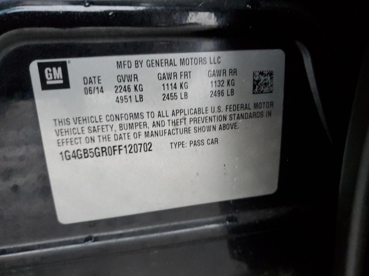 1g4gb5gr0ff120702 1G4GB5GR0FF120702 2015 Buick Lacrosse