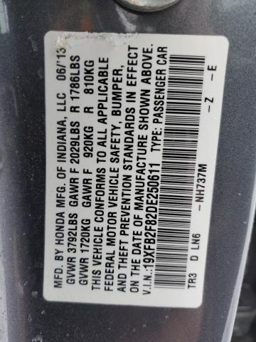 2013 Honda Civic Ex VIN: 19XFB2F82DE250611 Lot: 37175454