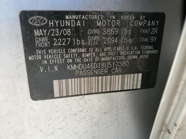 KMHDU46D18U517380 | 2008 Hyundai elantra gls