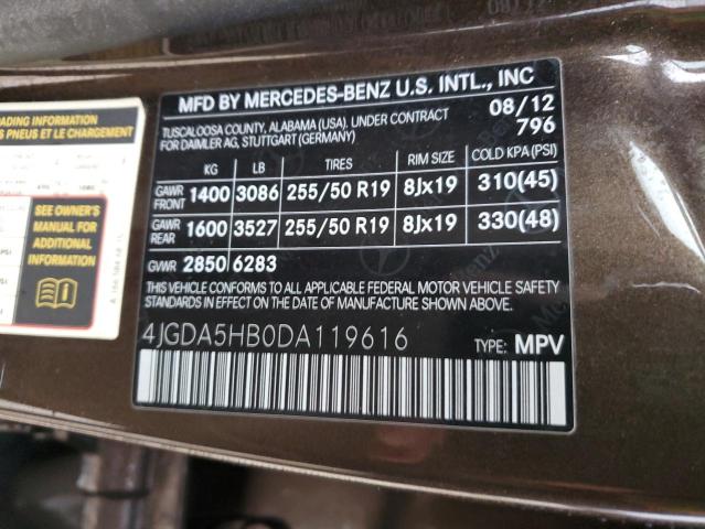 VIN 4JGDA5HB0DA119616 2013 Mercedes-Benz ML-Class, ... no.13