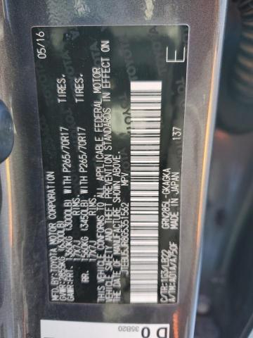 2016 Toyota 4Runner Sr5/Sr5 Premium VIN: JTEBU5JR8G5351562 Lot: 38510814