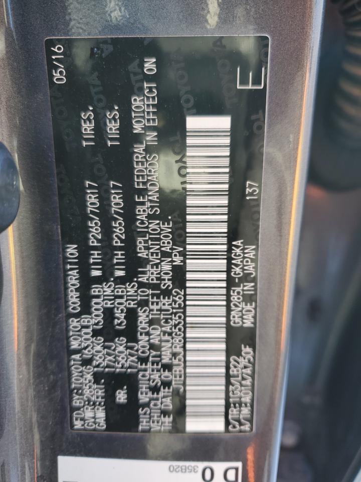 jtebu5jr8g5351562 JTEBU5JR8G5351562 2016 Toyota 4Runner Sr5/Sr5 Premium