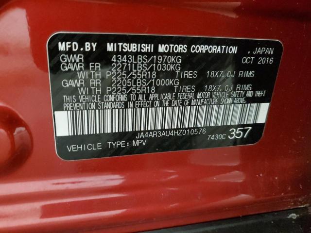 JA4AR3AU4HZ010576 | 2017 MITSUBISHI OUTLANDER