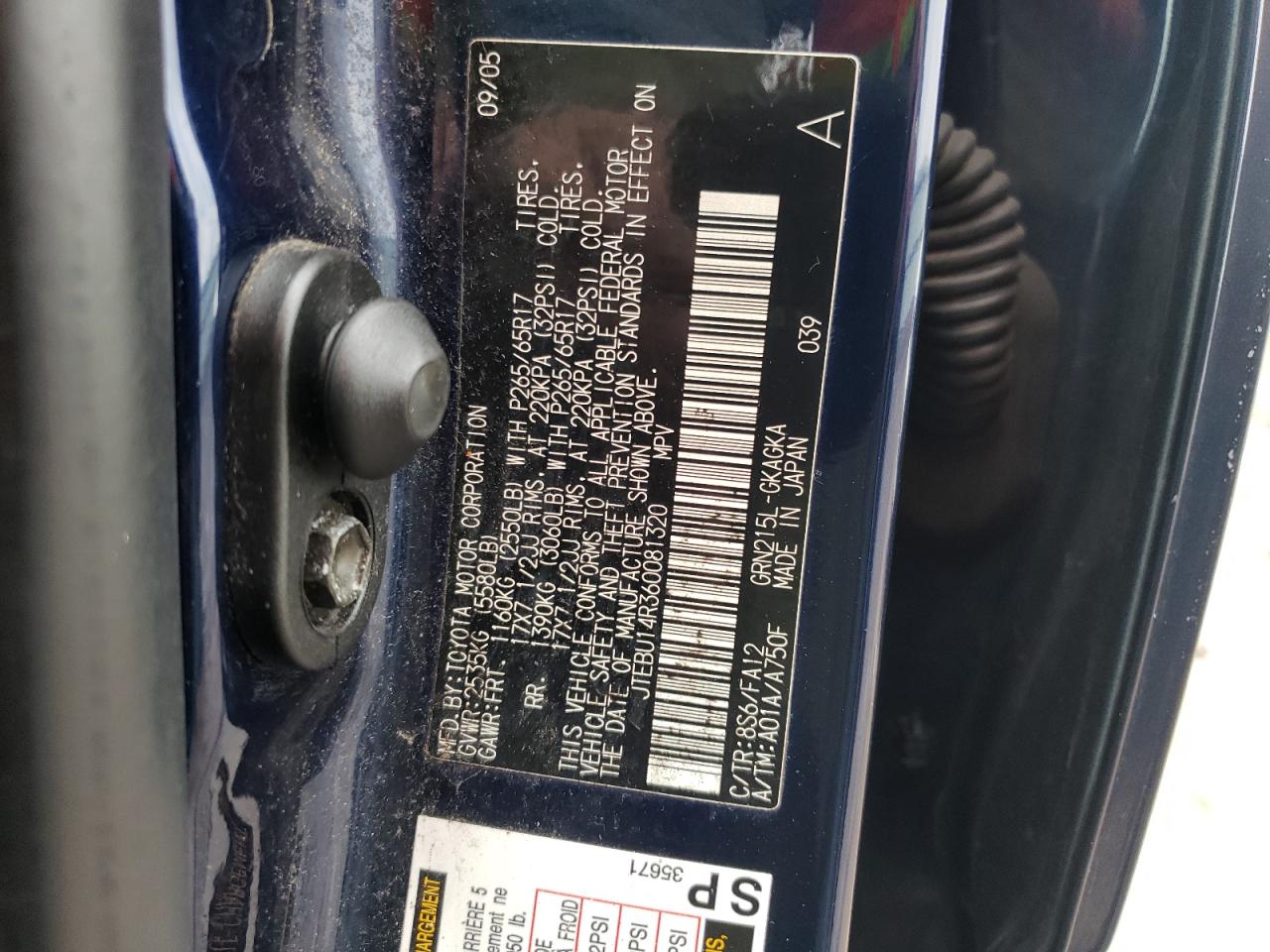 JTEBU14R360081320 2006 Toyota 4Runner Sr5