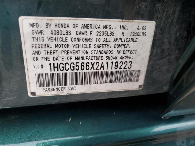 Lot #2459245610 2002 HONDA ACCORD EX salvage car