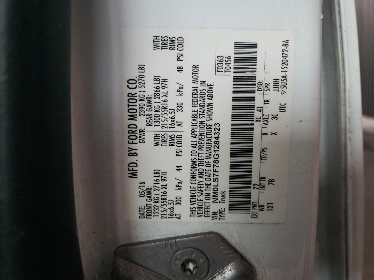 NM0LS7F78G1284323 2016 Ford Transit Connect Xlt