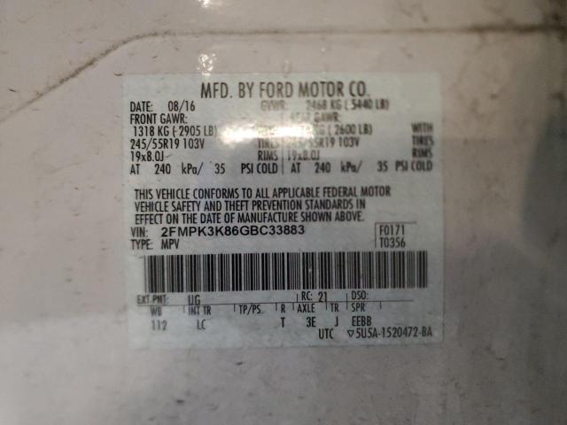 2FMPK3K86GBC33883 2016 FORD EDGE, photo no. 13