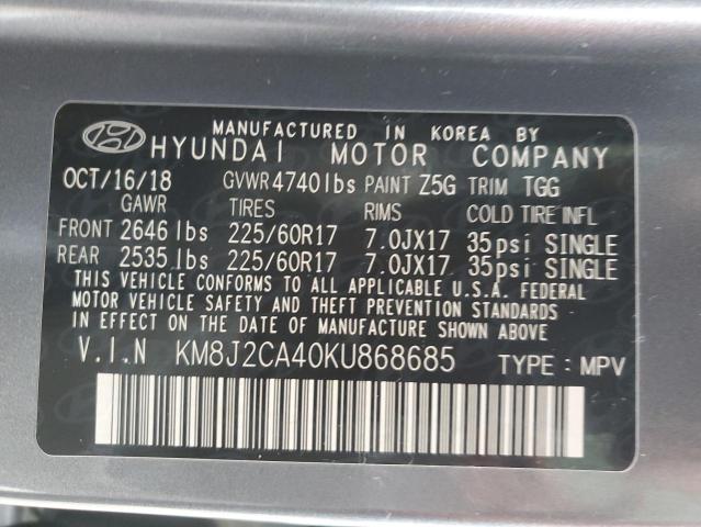 KM8J2CA40KU868685 | 2019 HYUNDAI TUCSON SE