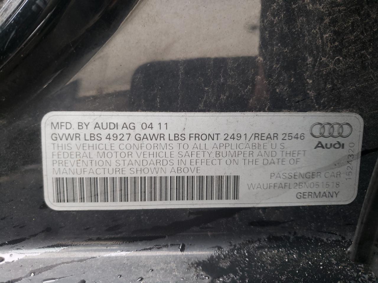 WAUFFAFL2BN051518 2011 Audi A4 Premium Plus