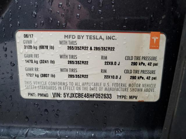 VIN 5YJXCBE48HF052633 2017 Tesla MODEL X no.14