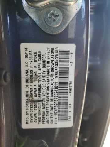 19XFB2F87EE243011 2014 Honda Civic Ex
