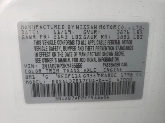 3N1AB7AP2KY455656 | 2019 NISSAN SENTRA S