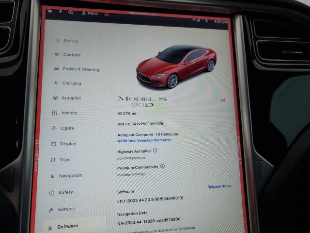 5YJSA1V25FF099978 | 2015 TESLA MODEL S 90