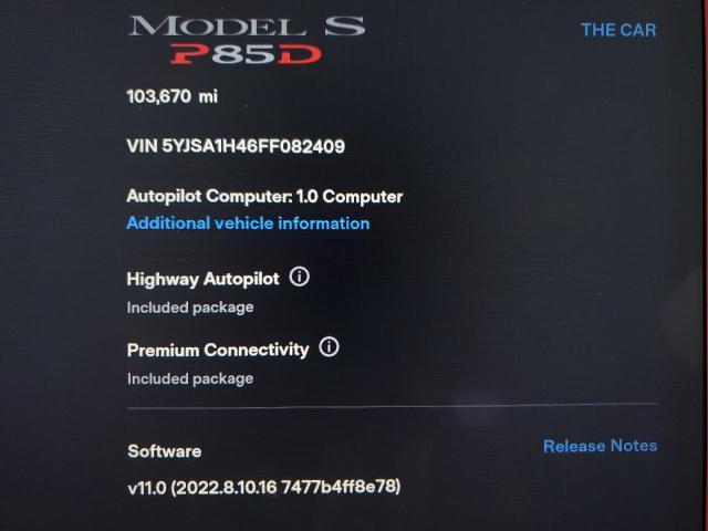 2015 TESLA MODEL S P8 5YJSA1H46FF082409