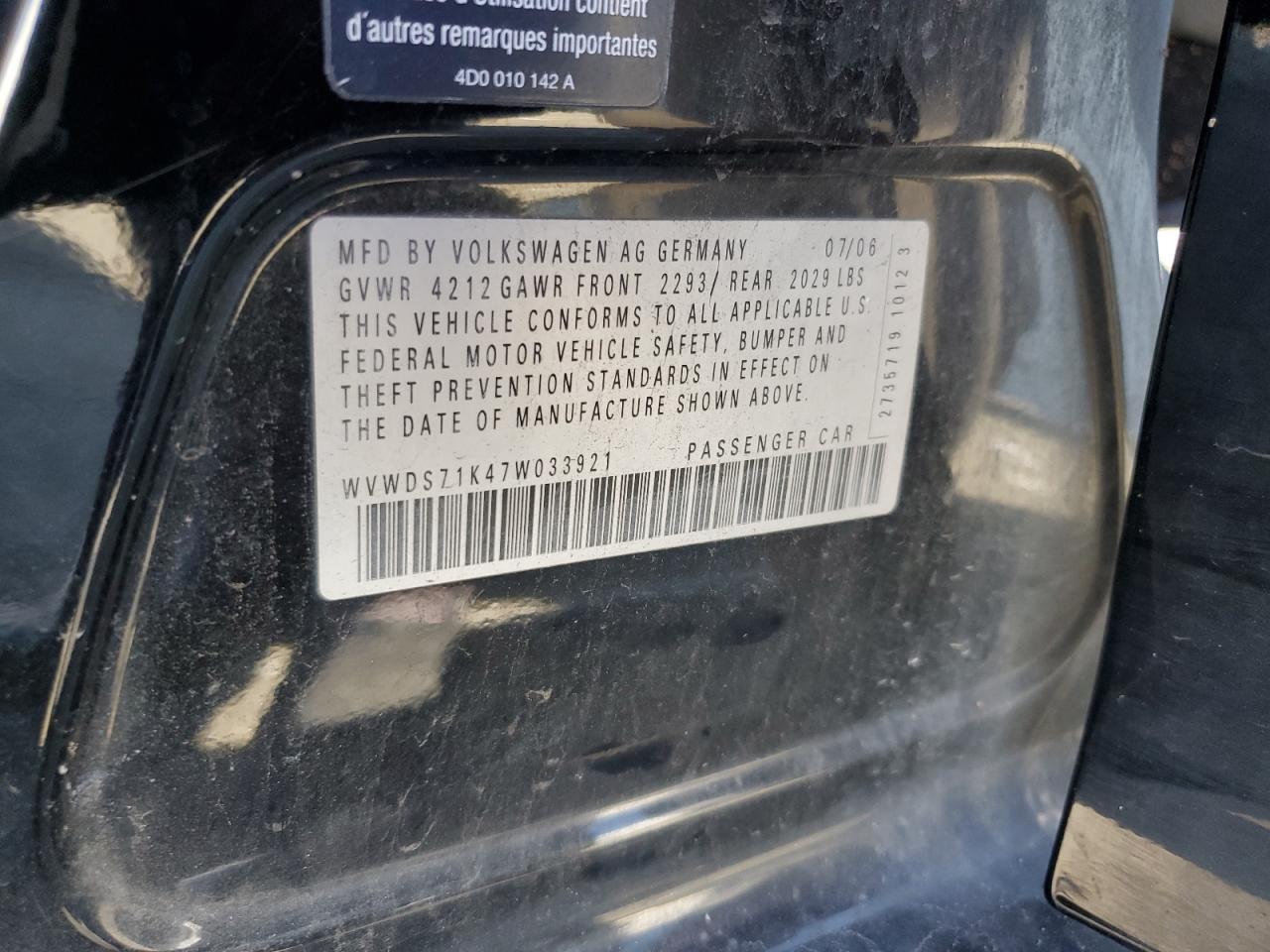 WVWDS71K47W033921 2007 Volkswagen Rabbit