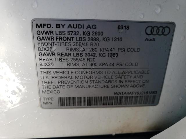 2018 Audi Sq5 Premium Plus VIN: WA1A4AFY6J2161853 Lot: 38584564