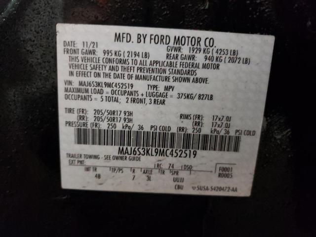 MAJ6S3KL9MC452519 | 2021 FORD ECOSPORT T