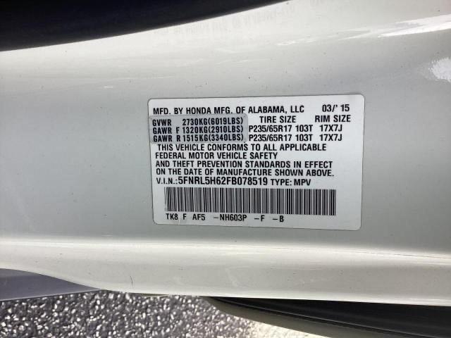 5FNRL5H62FB078519 | 2015 HONDA ODYSSEY EX