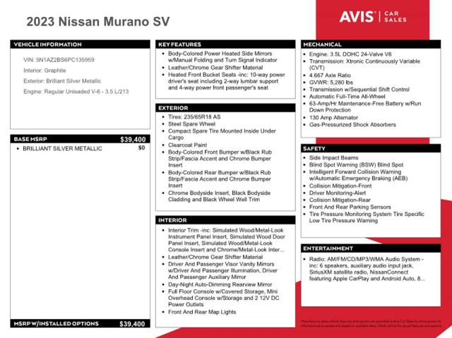 VIN 5N1AZ2BS6PC135959 2023 NISSAN MURANO no.13