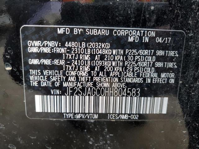 JF2SJAGC0HH804583 | 2017 Subaru forester 2.5i premium