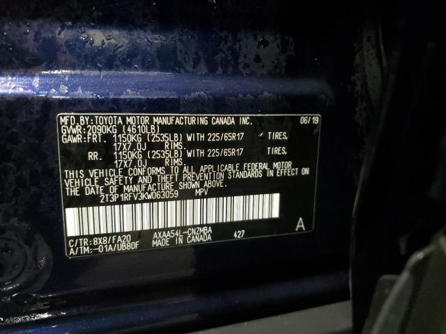 2T3P1RFV3KW063059 | 2019 TOYOTA RAV4 XLE