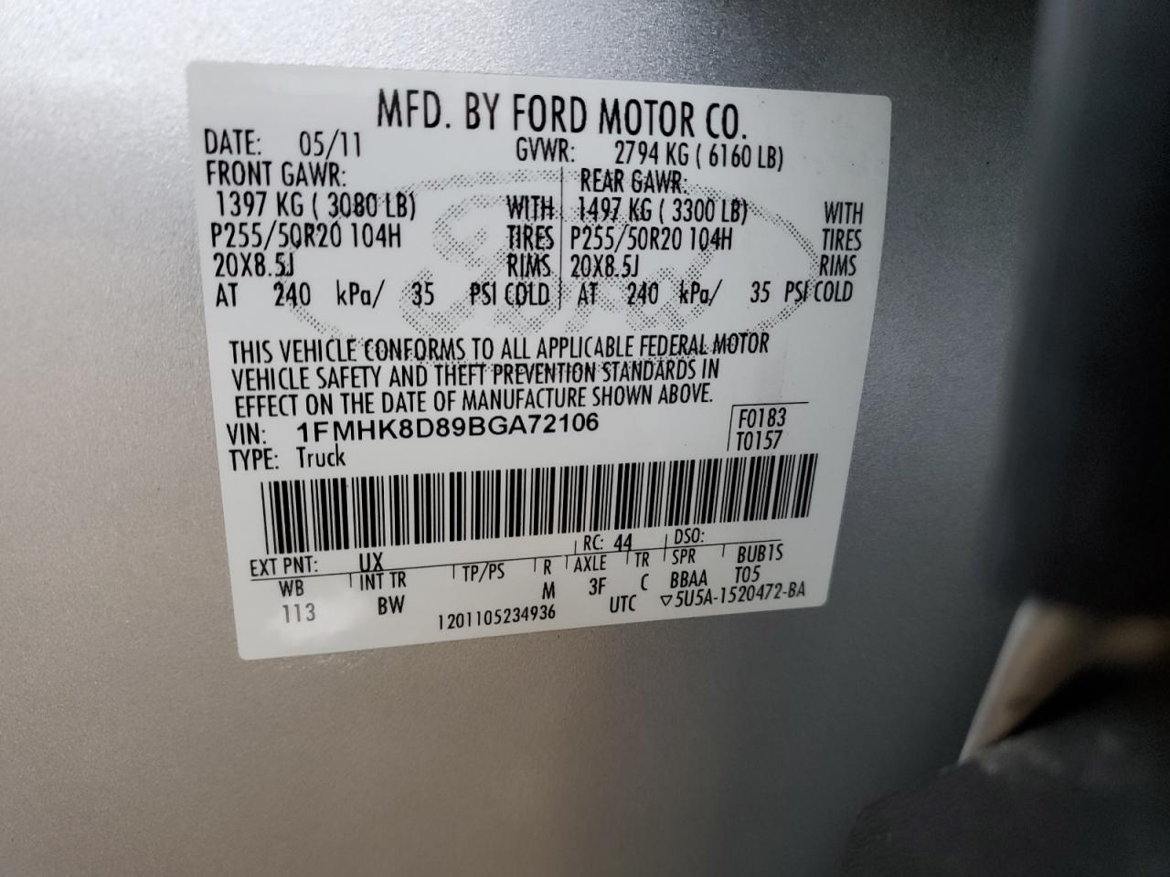 1FMHK8D89BGA72106 2011 Ford Explorer Xlt