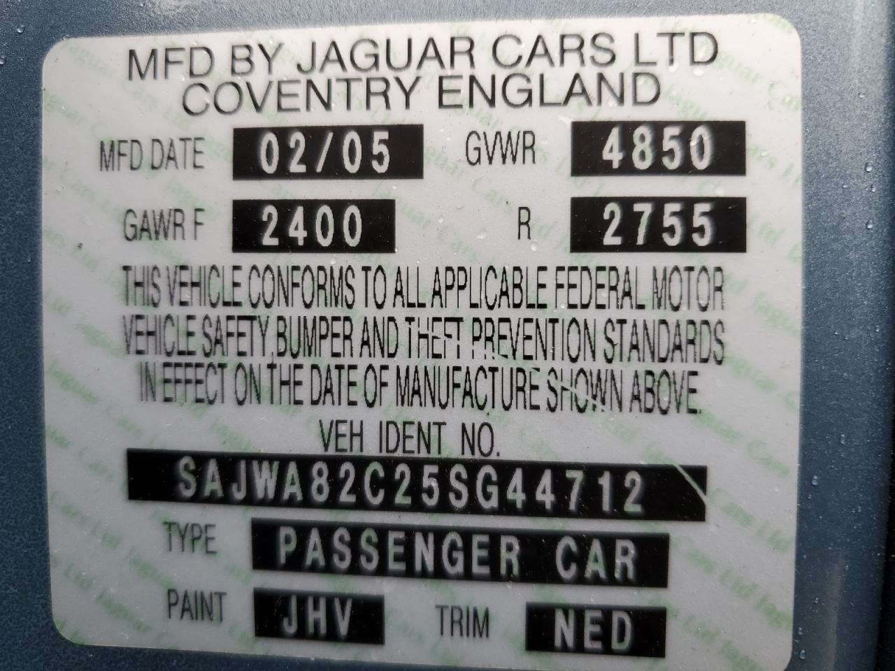 sajwa82c25sg44712 SAJWA82C25SG44712 2005 Jaguar Vandenplas