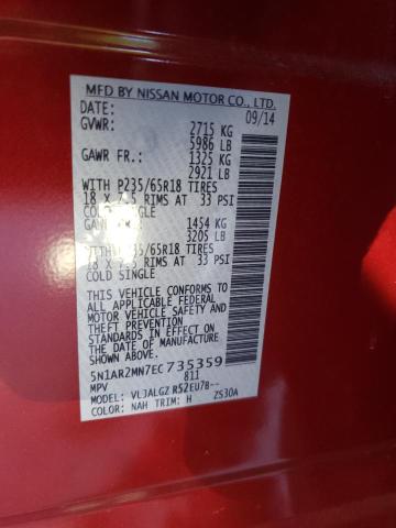 5N1AR2MN7EC735359 | 2014 NISSAN PATHFINDER