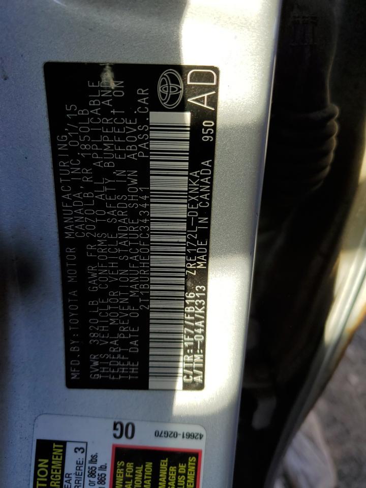 2T1BURHE0FC343441 2015 Toyota Corolla L