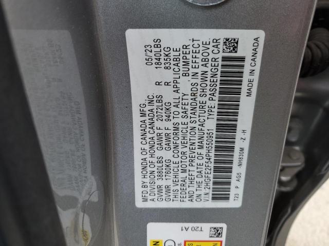 2023 HONDA CIVIC 4D 2HGFE2F54PH550951