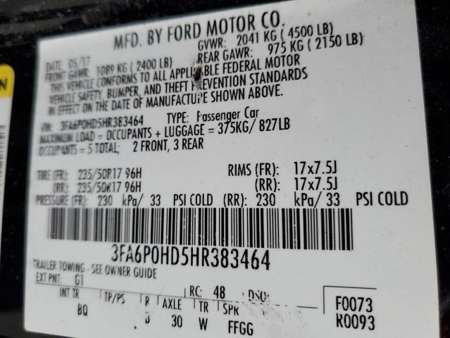 3FA6P0HD5HR383464 | 2017 FORD FUSION SE