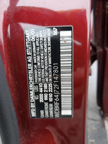 2002 Mercedes-Benz C 320 VIN: WDBRF64J72F147801 Lot: 40413774