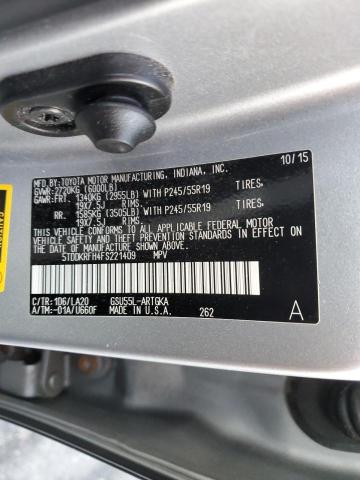 2015 TOYOTA HIGHLANDER - 5TDDKRFH4FS221409