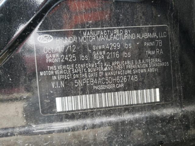 2013 Hyundai Sonata Gls VIN: 5NPEB4AC5DH626748 Lot: 40057874