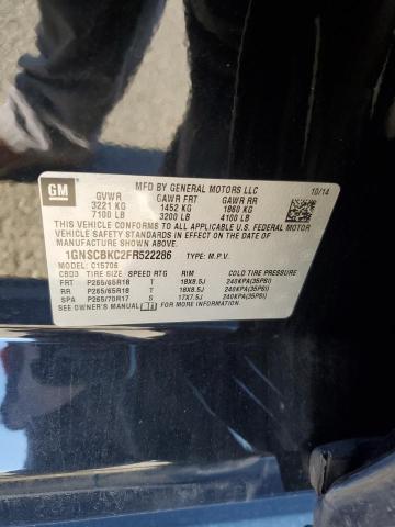 2015 CHEVROLET TAHOE 1GNSCBKC2FR522286