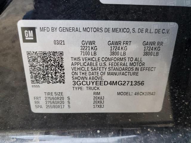 3GCUYEED4MG271356 | 2021 CHEVROLET SILVERADO