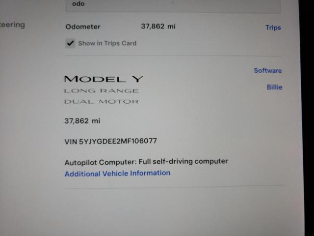 5YJYGDEE2MF106077 | 2021 TESLA MODEL Y